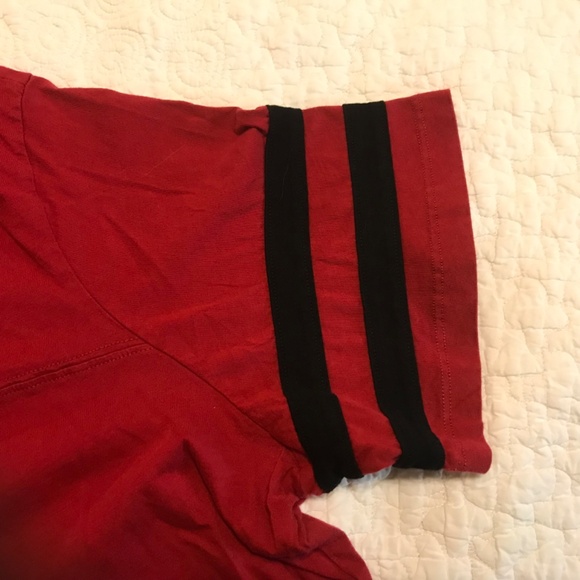 Torrid red short sleeve v-neck t-shirt with music note heart (3X) - Picture 9 of 12